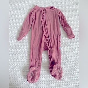 Posh Peanut Zip-Up Pajamas in Mauve.